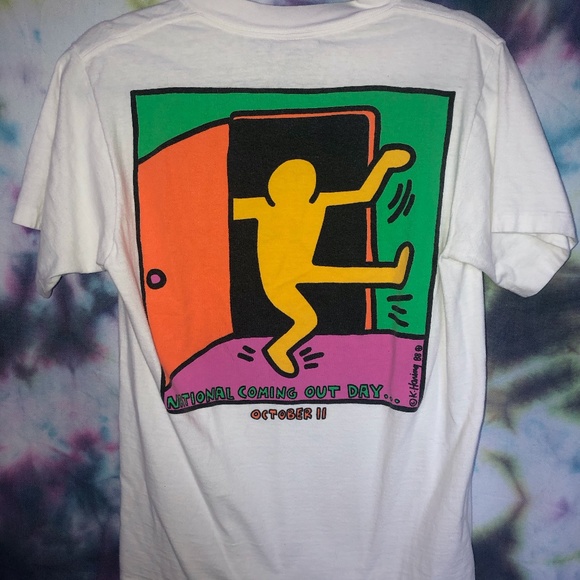 Vintage Tops - Vintage Keith Haring National Coming Out Day Shirt